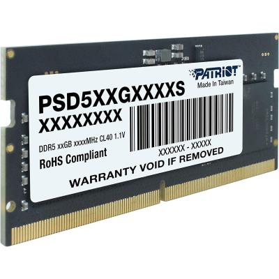 Patriot Signature Line 16GB(1x16GB) DDR5 4800MHz CL40 SODIMM Ram (PSD516G480081S)